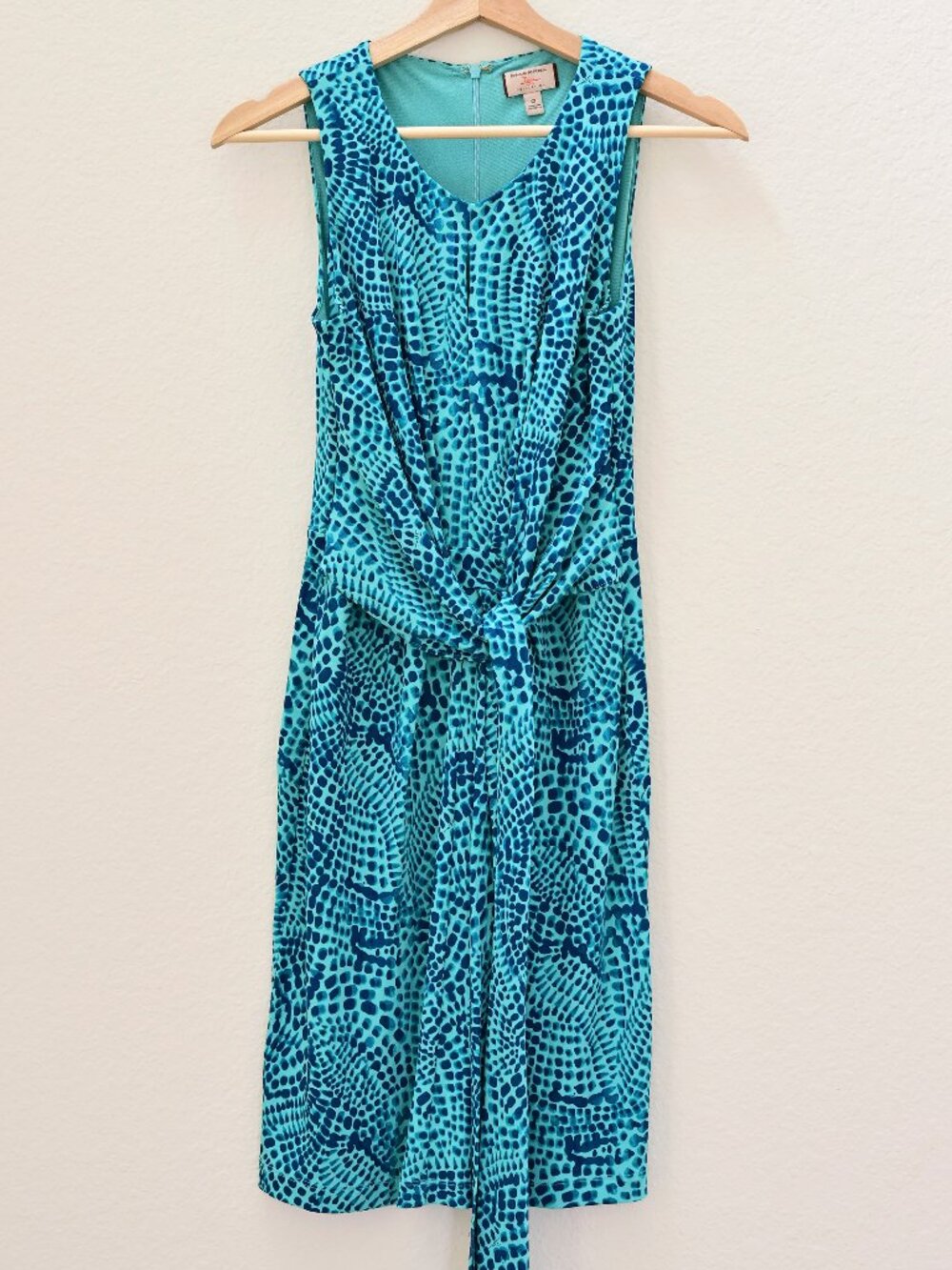 Issa London Banana Republic Blue Ceramic Print Wrap-Tie Dress-Size 0 Like New